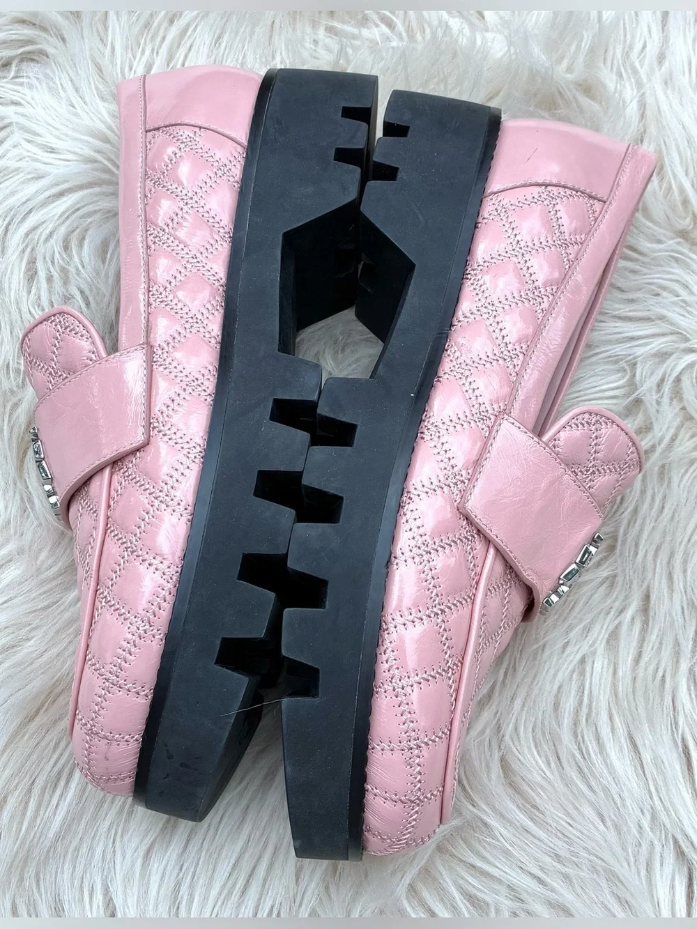 Tory Burch NWOT Women's Pink Mini Everly Chunky Leather Loafers Sz 10